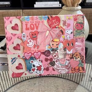 Valentine Pink Collage Canvas Art